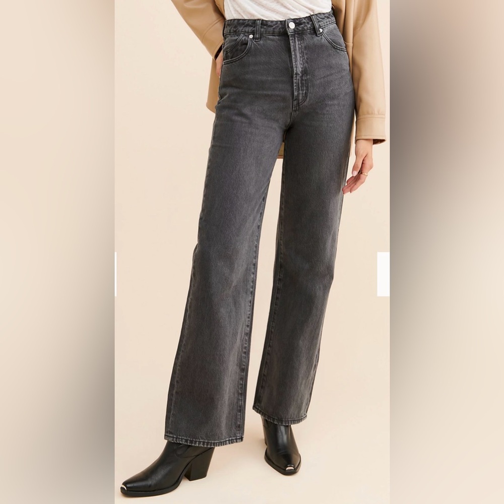 ROLLA'S High-Waist Wide Leg Jeans in Washed Black